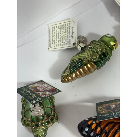 Old World Christmas Glass Blown Ornament Lot 4 Animals Butterfly Turtle Seahorse - Picture 4 of 8